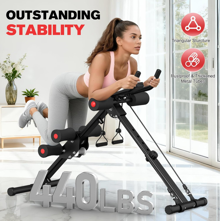 New Adjustable Ab Workout Machine, Foldable Trainer 440LBS