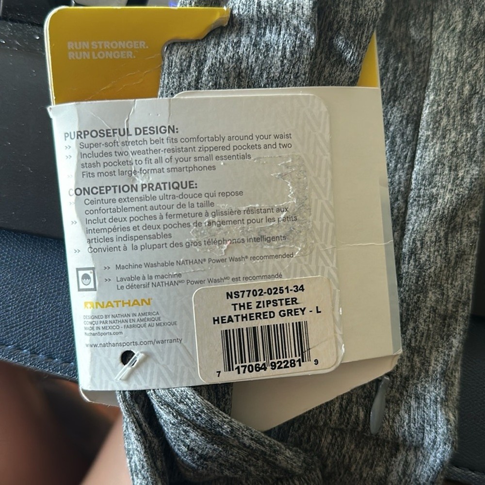 Zipster Running Belt NWT Heather Grey Size L