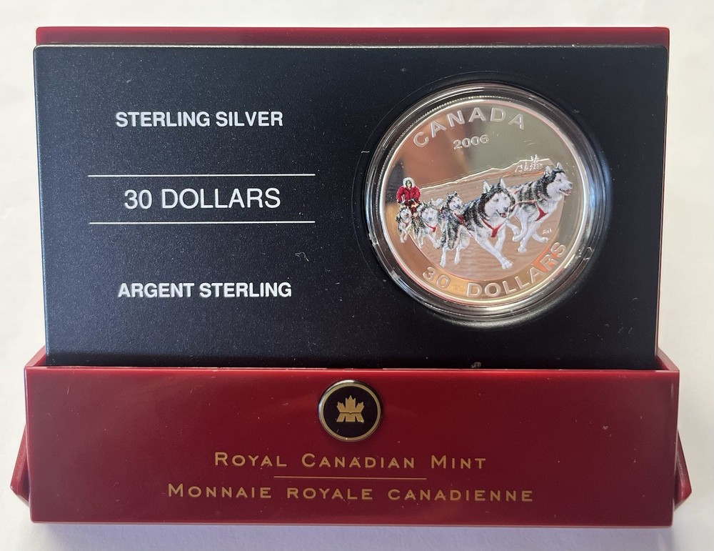 Canada Sterling SILVER  30 $  2006  *** Dog Sled Team ***