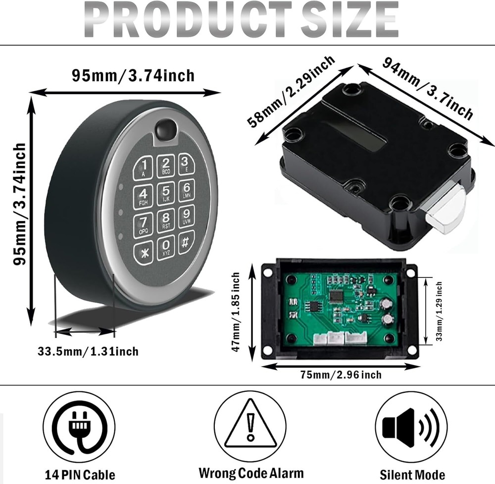 Fireproof Gun Safe Lock Replacement Swing Bolt Lock Electronic Keypad Lock