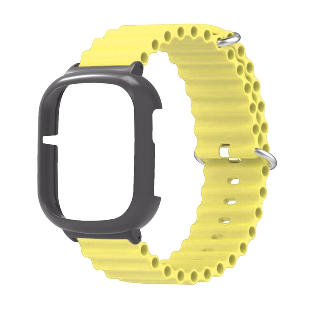Silicone Watch Band With Case Replacement For Honor 4 Adjustable Strap (Yellow)
