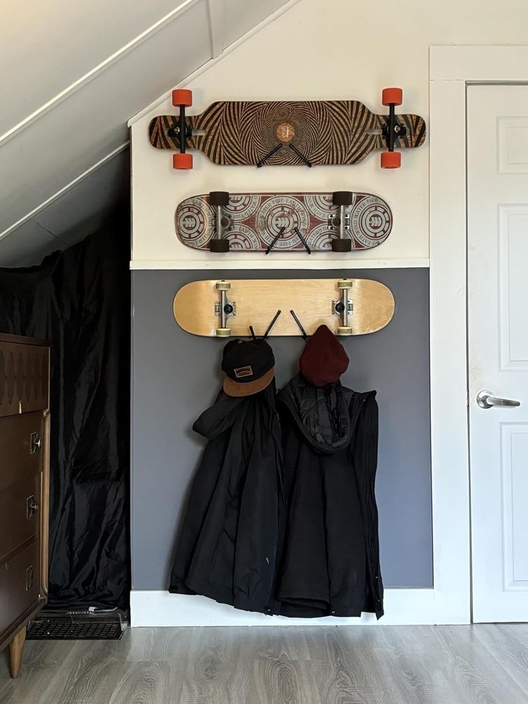 2 Pack Universal Skateboard Wall Mount Rack. Horizontally/Vertically Wall Mounte