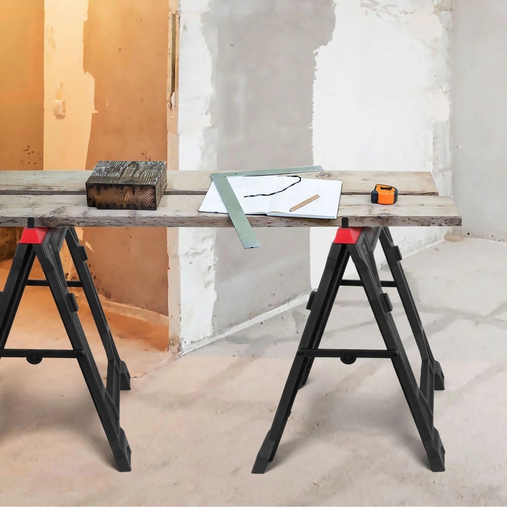 Foldable Plastic Sawhorse 350 lb Capacity Workbench Support Tool Stand