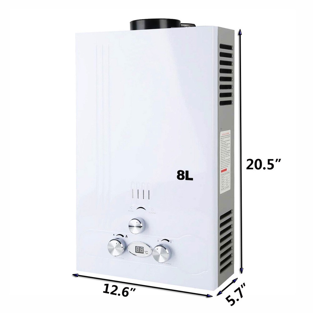 8L Propane Tankless Water Heater Gas LPG On Demand Water Heater Water Boiler