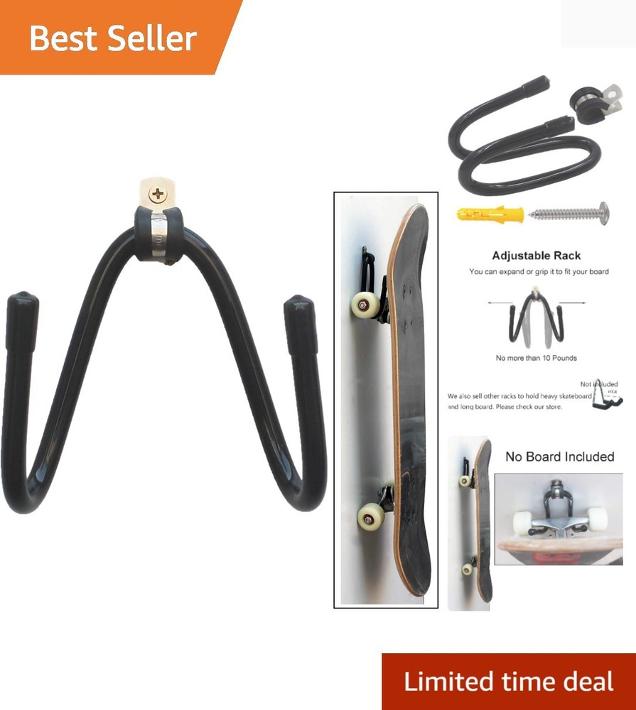Space-Efficient Wall-Mount Skateboard Hanger - Adjustable & Stylish Design