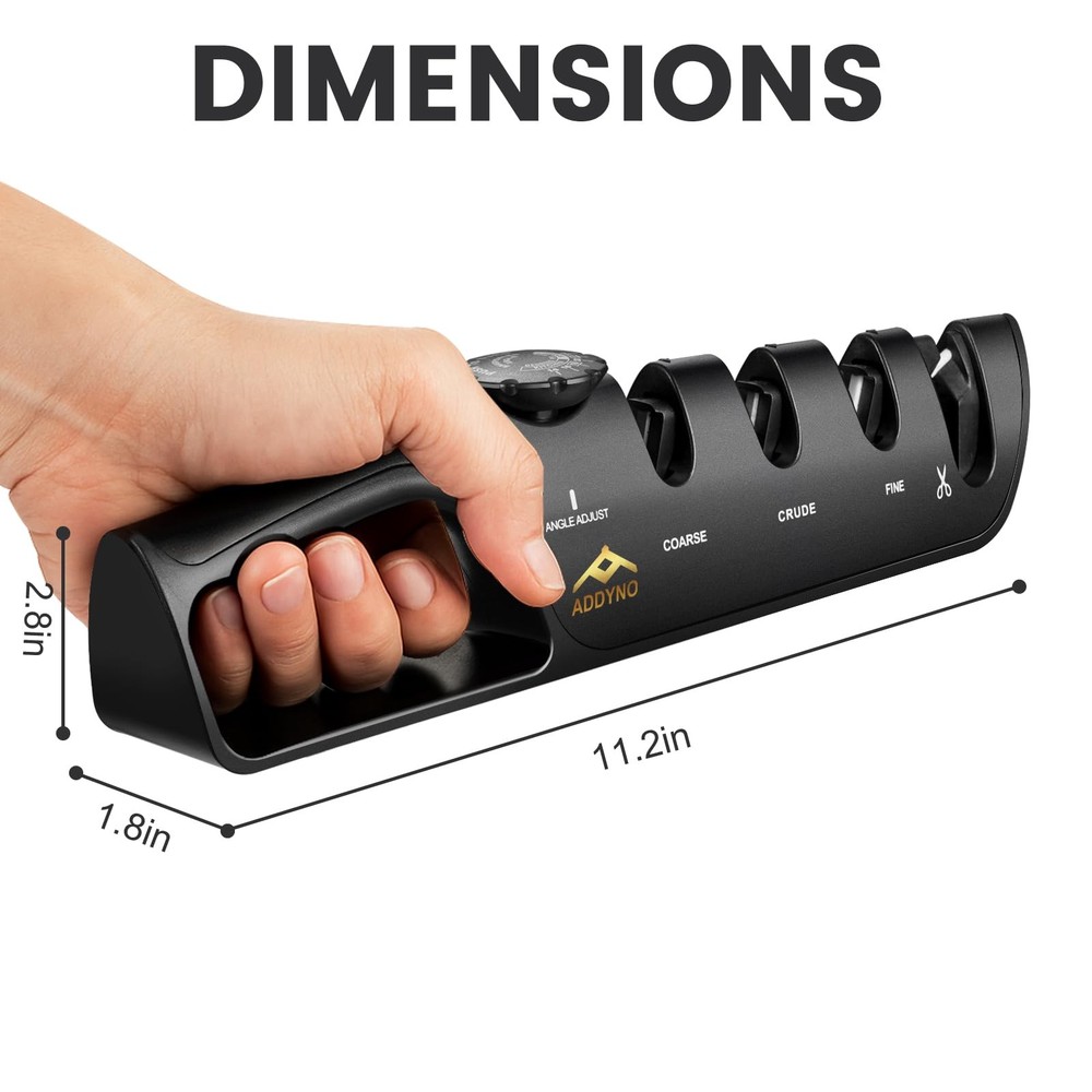 ADDYNO 4-in-1 Knife Sharpener with Angle Guide, Adjustable Edge,3-Stage...
