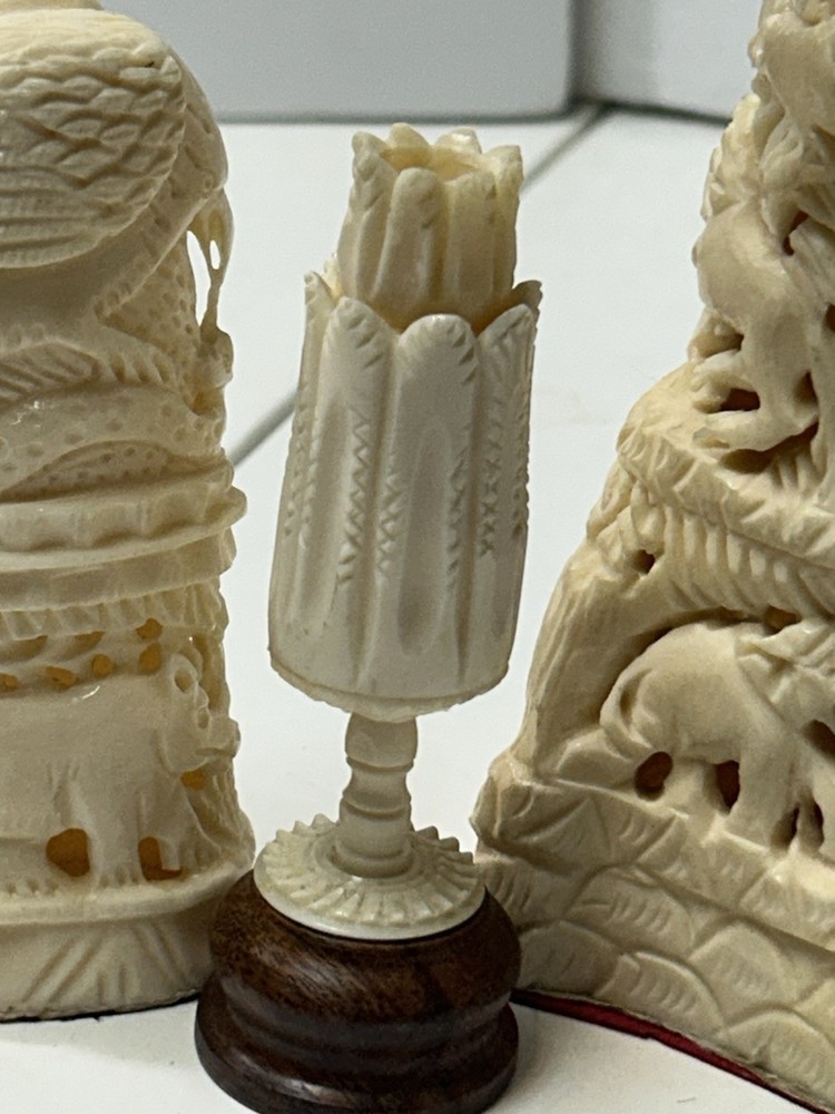 Stunning 3 Bone Hand Carved Decor