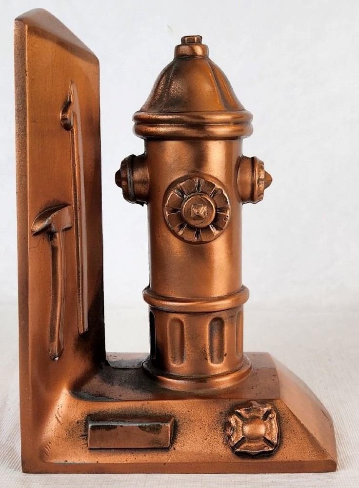 (1) Single Fireman's Fire Hydrant Bookend w/ Copper Finish - 7.25" Tall