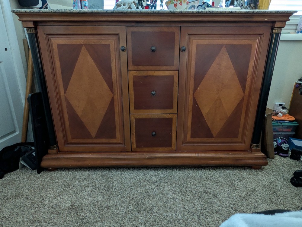 Buffett Server Cabinet with a Marble Top. (Excellent Condition)