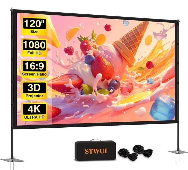 Outdoor-Projector-Screen-with-Stand - 120 inch Portable Projector Screen Indo...