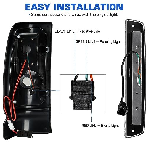 LED Tail Light + 3rd Brake Light Kit for Dodge Ram 1500 1994-2001, for Dodge