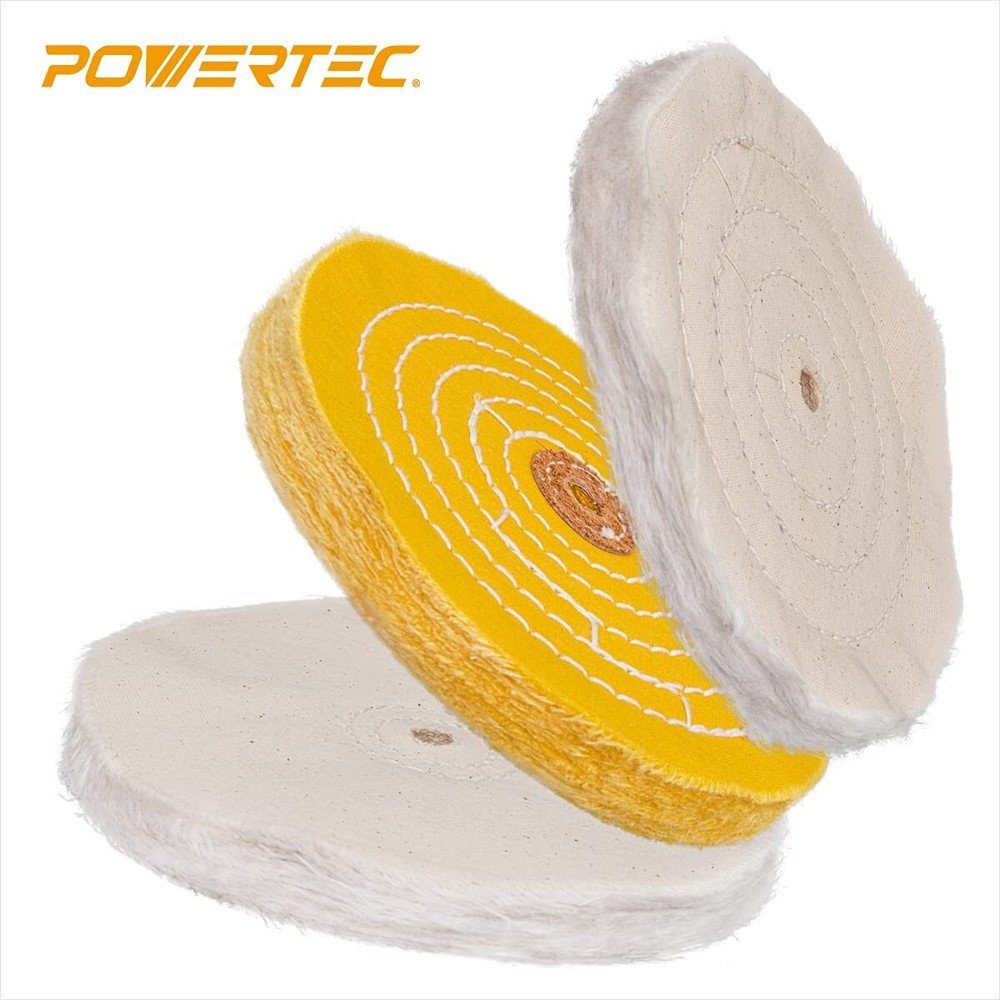 POWERTEC 6" Bench Grinder Buffing Wheel Kit w/ 3pcs Polishing Compound Set