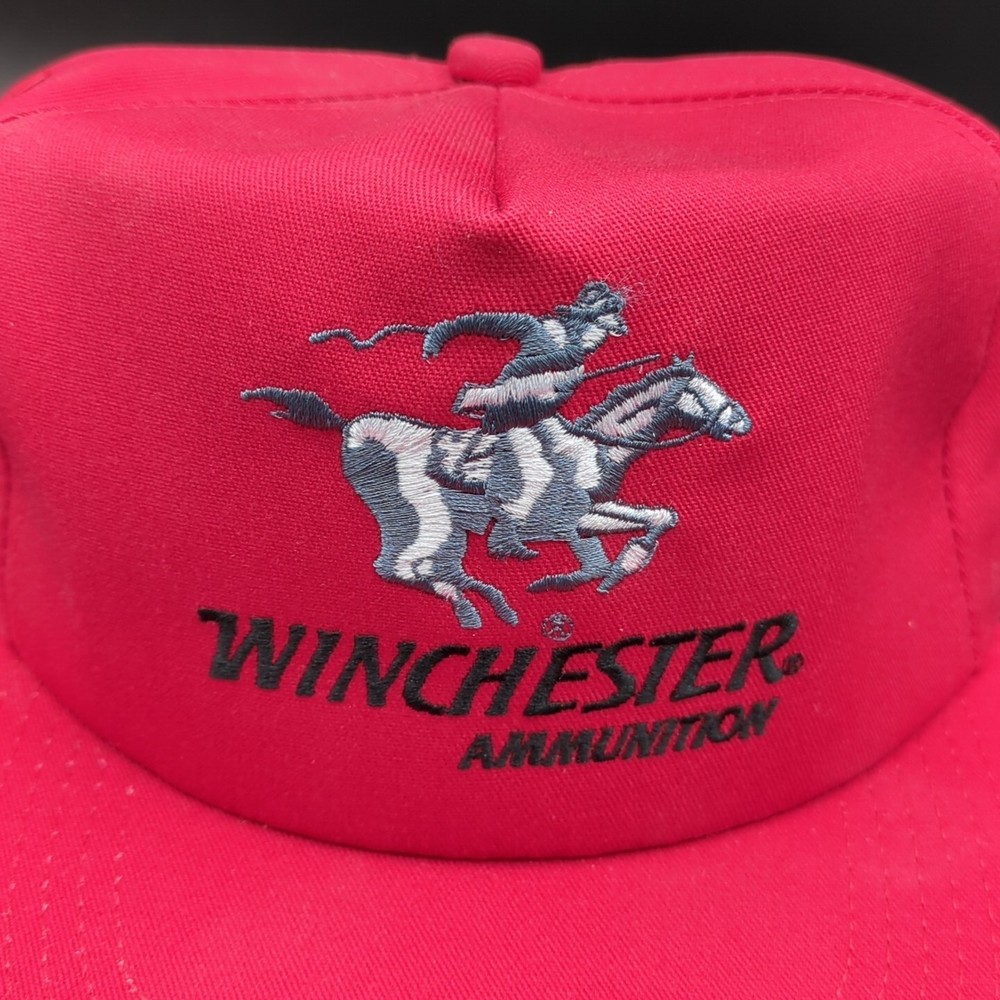 Vintage Winchester Ammunition Red Snapback Hat Cap Embroidered Adjustable