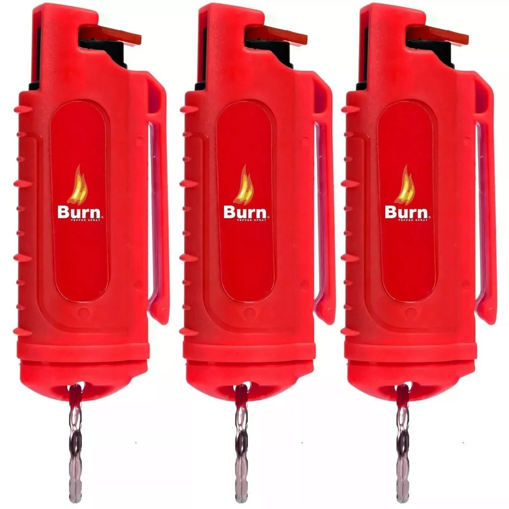 BURN Pepper Spray 0.5oz Self Defense Security Keychain Red 3 Pack