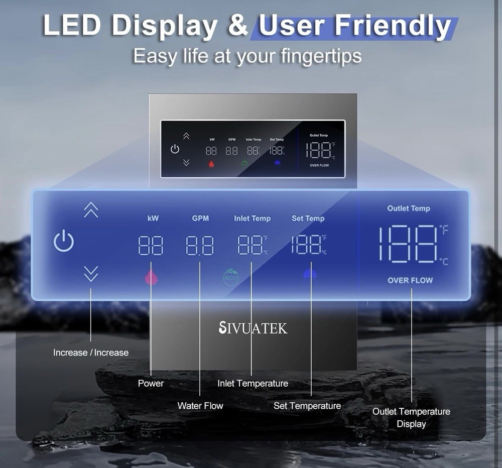 18kW Tankless Water Heater Electric 240V, Instant Hot Water, ETL Certified