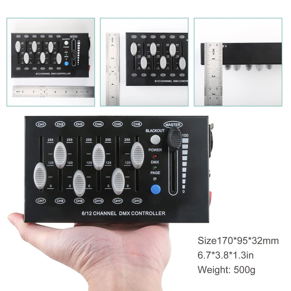 12Channel DMX Lighting Controller Mini DJ Dimmer for Small Stages