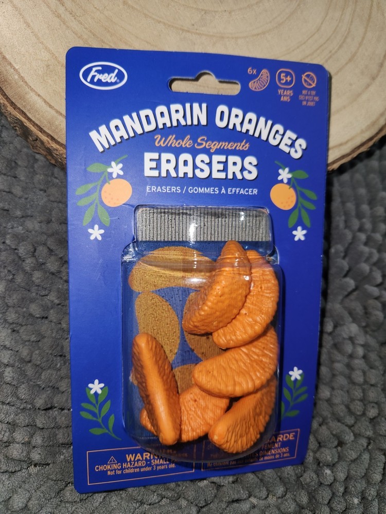 Fred~Mandarin Oranges Whole Segments Erasers~6 Pack~NEW