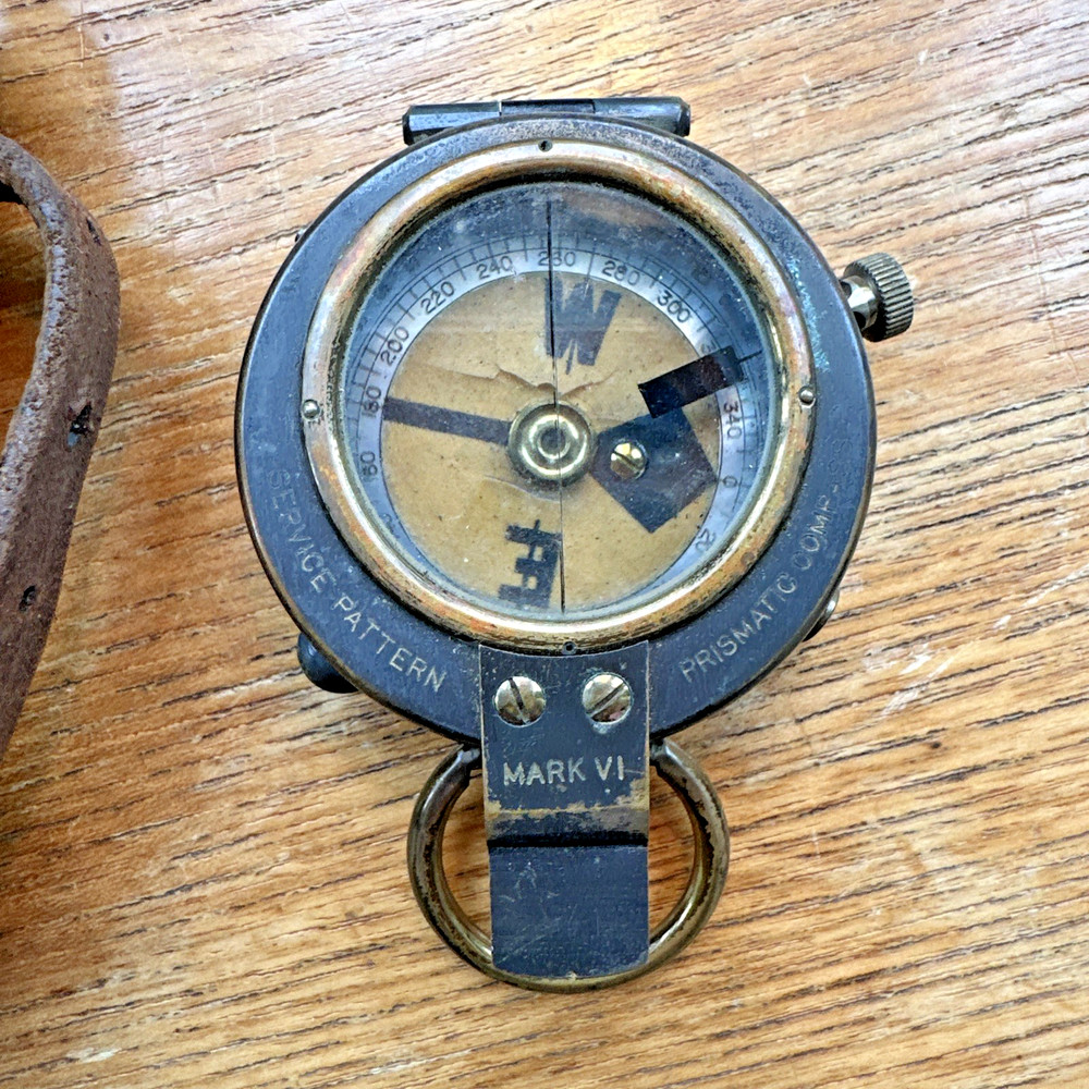 MK VI Lawrence & Mayo Prismatic Compass Service Pattern Army Issue Leather Case