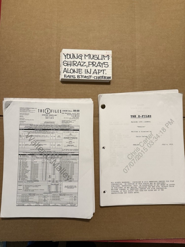 The X Files Original Chris Carter Script Call Sheets Sides Prop TV