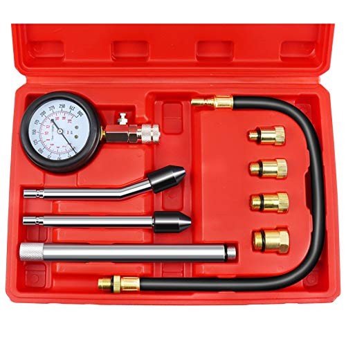 Engine Compression Tester Gauge Kit Cylinder Test Pressure Gage Tool Red Case