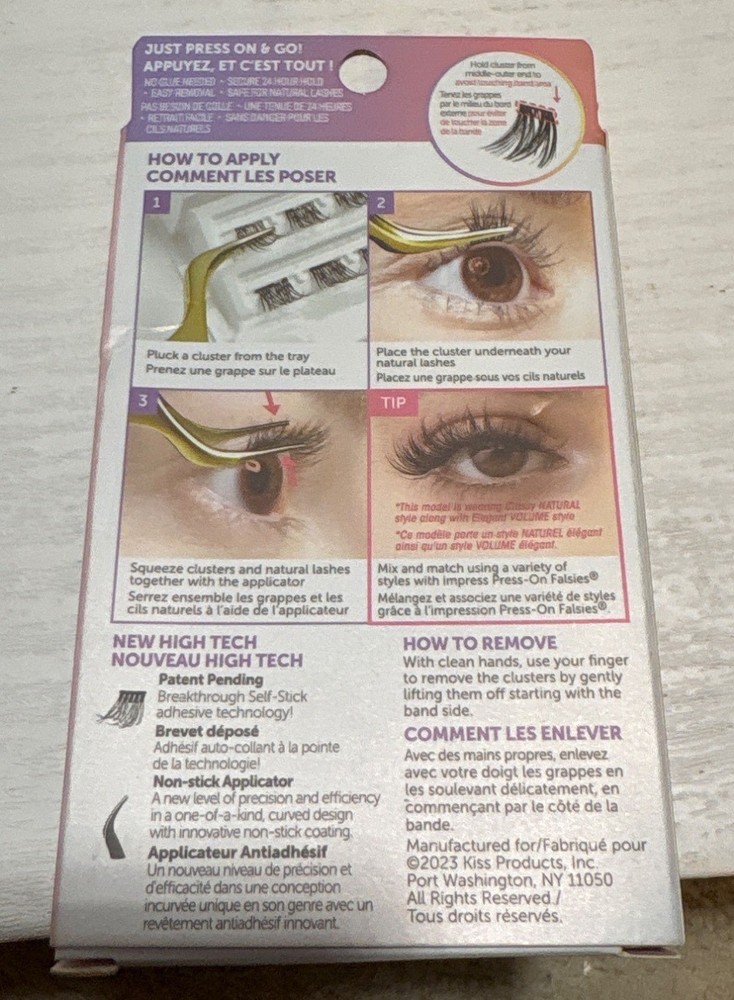 ImPRESS False Eyelashes Press On Bold Volume Clusters 12 Pack No Glue Needed New