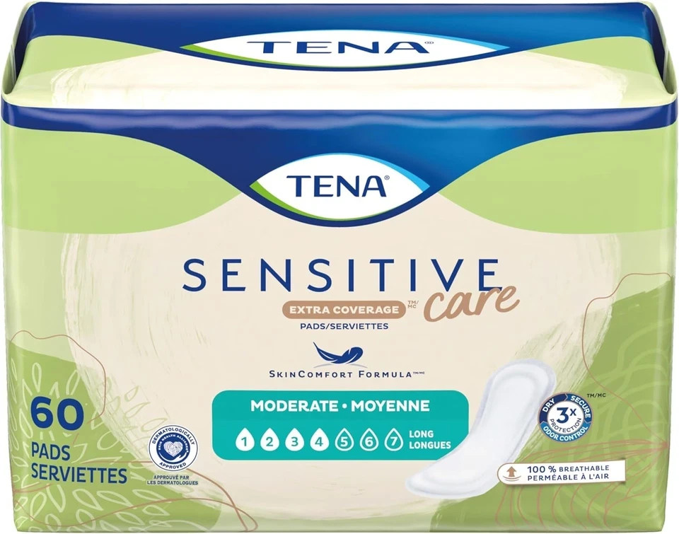 TENA Sensitive Care Extra Coverage Moderate Long Incontinence Bladder Control