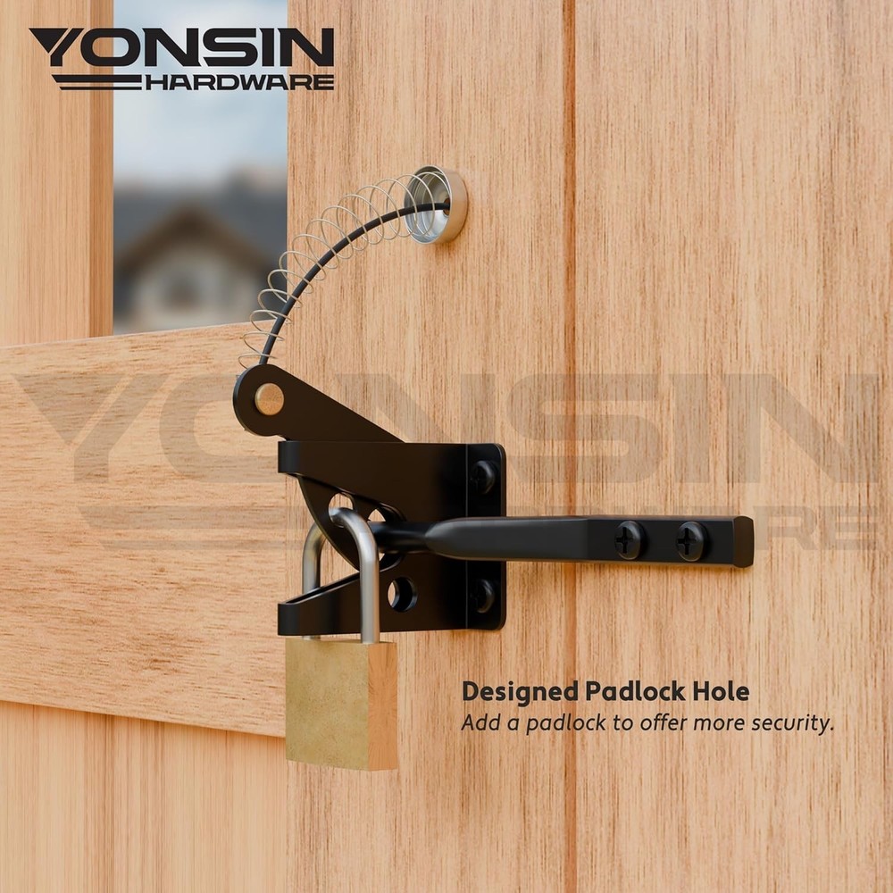 Self Locking Fence Gate Latch w/ Spring Cable Pull Heavy Duty Gate Latch Hardwar