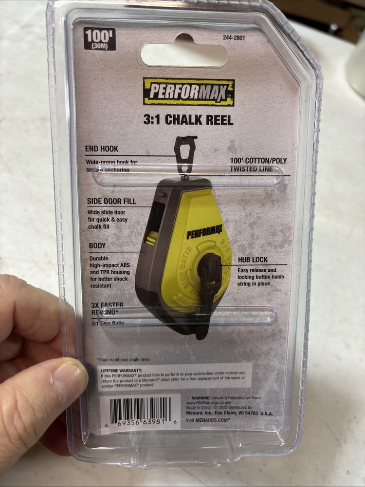 PERFORMANCE 3:1 Chalk Reel 100’ (30m)secure Anchoring NIB