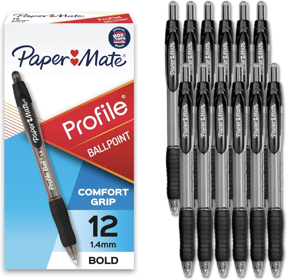Profile Retractable Ballpoint Pens, Bold Point, Bla Ink, -