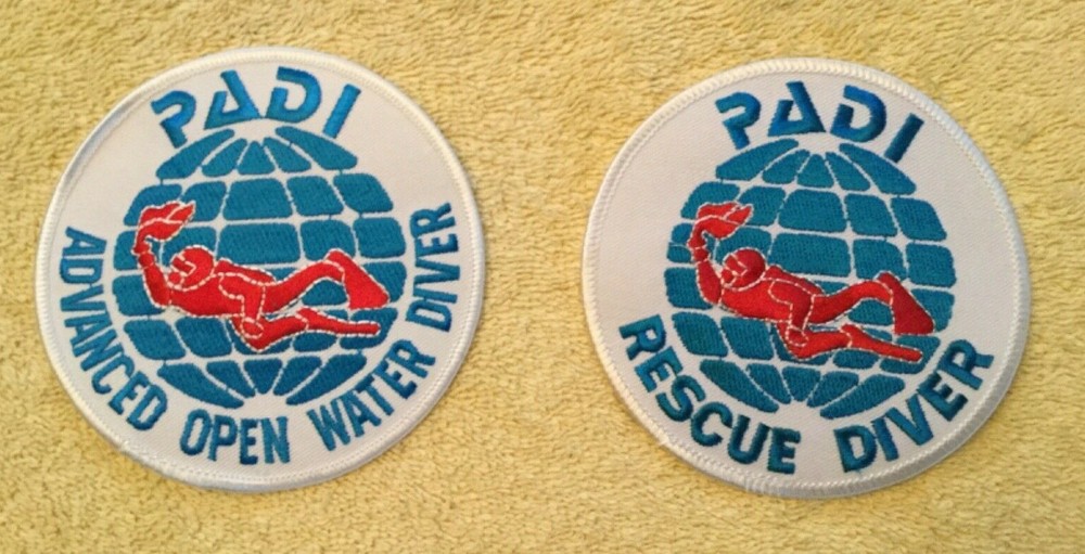 PADI ADVANCED OPEN WATER DIVER & RESCUE DIVER SCUBA PATCH - AS PICTURED