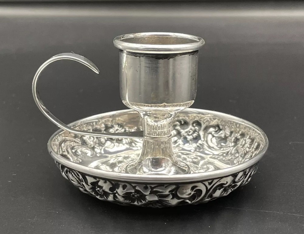 Webster Sterling Silver Floral Repousse Chamberstick