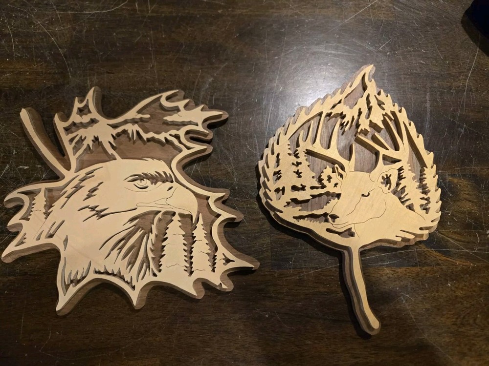 Deer & Eagle Leaf Wall Hanging Pair