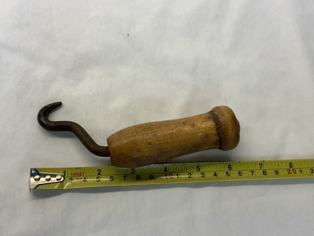 Vintage Rotating Wire Twister Hand Tool Wood Handle