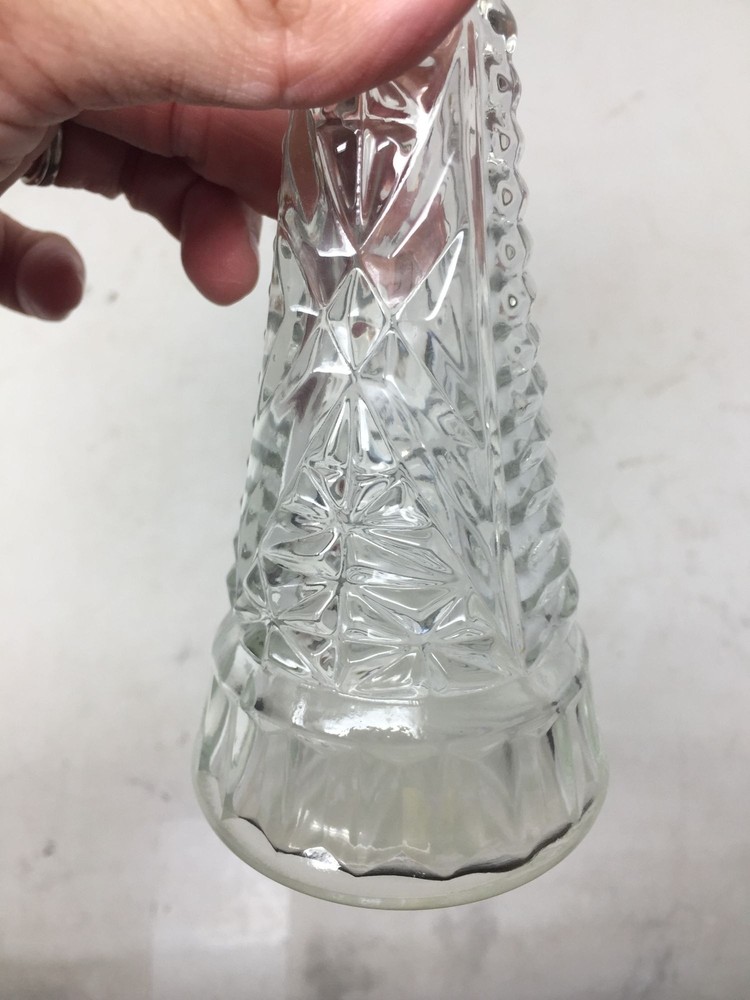 Vintage Small Patterned Clear Glass 6 Inch Vase