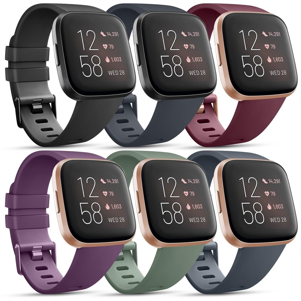 6 Pack Sport Bands Compatible with Fitbit Versa 2 / Fitbit Versa/Versa Lite/V...