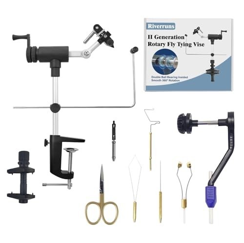 Rotary Fly Tying Vise Kit – Complete Tools & Materials for Professional Flies