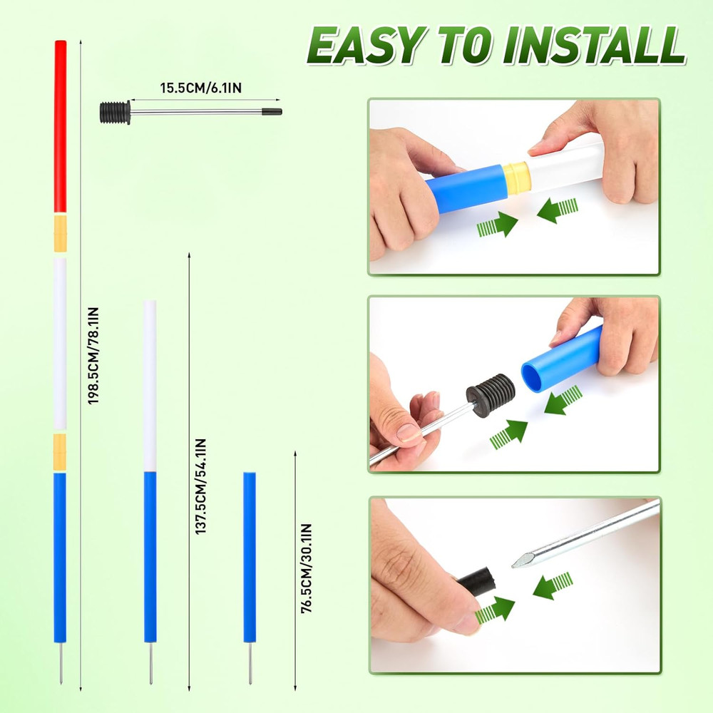 6 Pcs Pole Bending Poles for Horses,6Ft Adjustable Equestrian Training Equipment