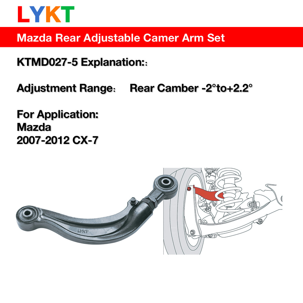 LYKT 2pcs Rear Upper Adjustable Camber Control arms Kit For 2007-2012 Mazda CX-7