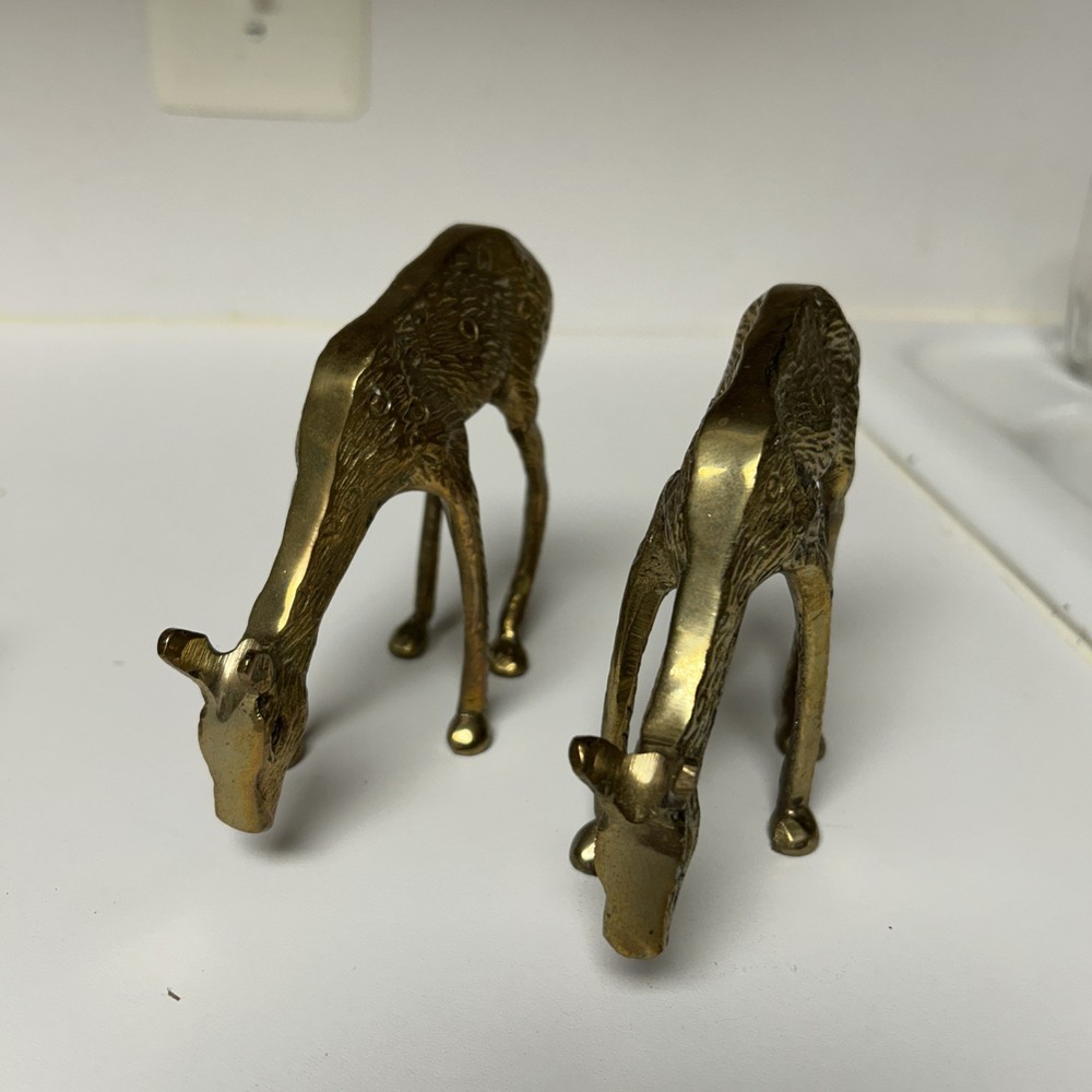 3 Brass Deer figurines 7.5" 4" 4"