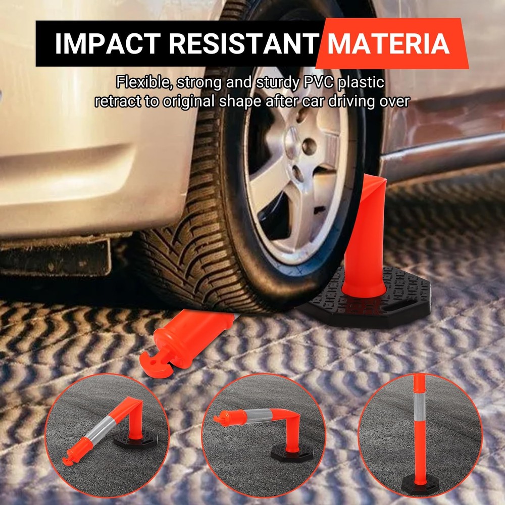 45" Delineator Post Cone,6 Pack Traffic Cone Safety Barrier W/ Reflective Collar