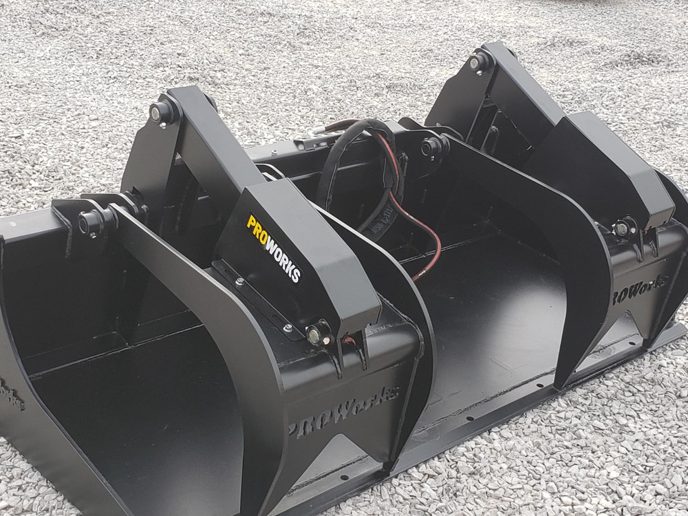 84″ Severe Duty Solid Bottom Bucket Grapple Fits Skid Steer Quick Attach Loader
