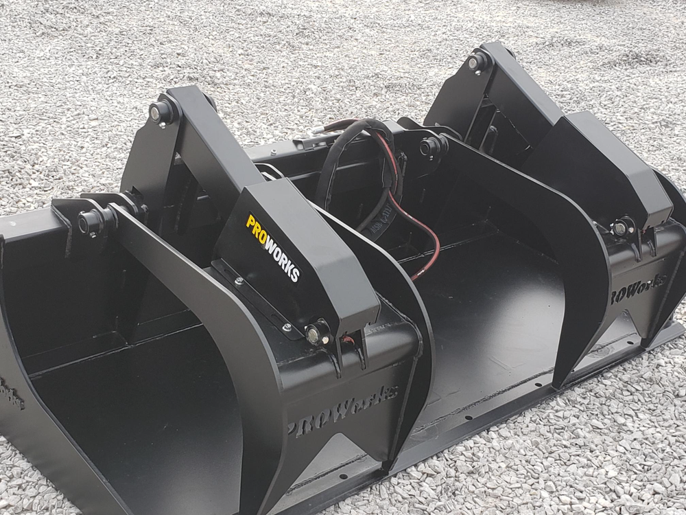 84″ Severe Duty Solid Bottom Bucket Grapple Fits Skid Steer Quick Attach Loader