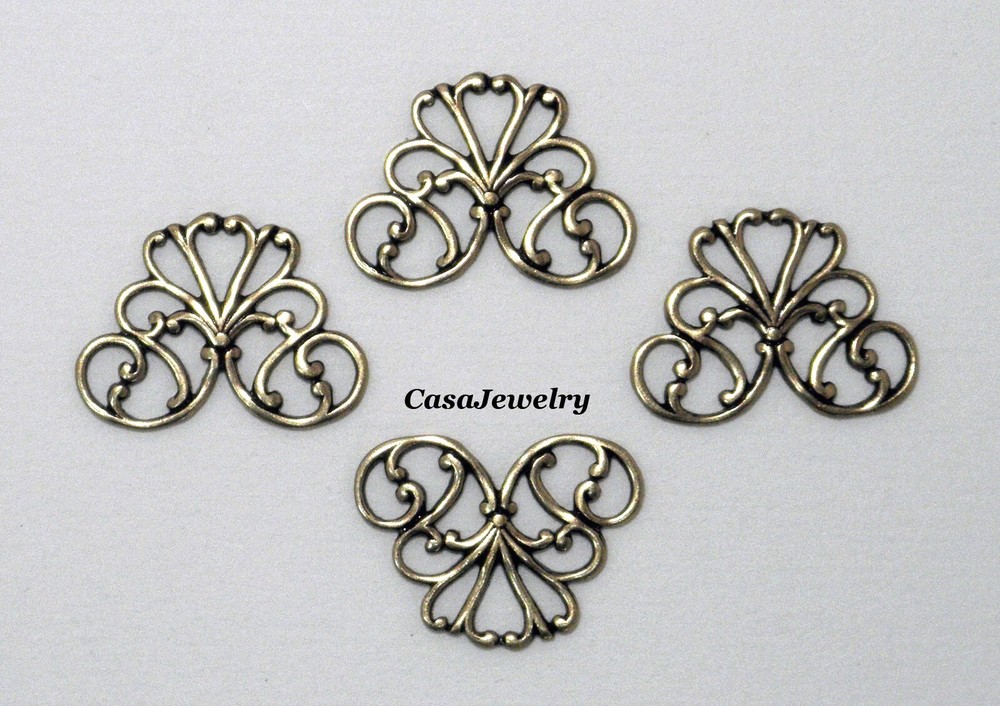 #1937 ANTIQUED GOLD OPEN FILIGREE CONNECTOR - 4 Pcs