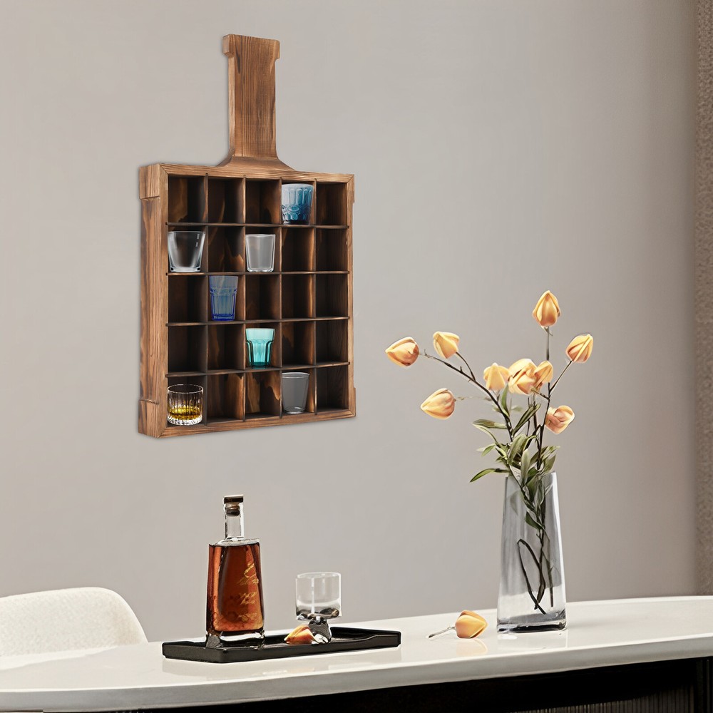 Glass Display Case Rustic Glass Storage Shelf Organizer Wall Mounted Glass Holde