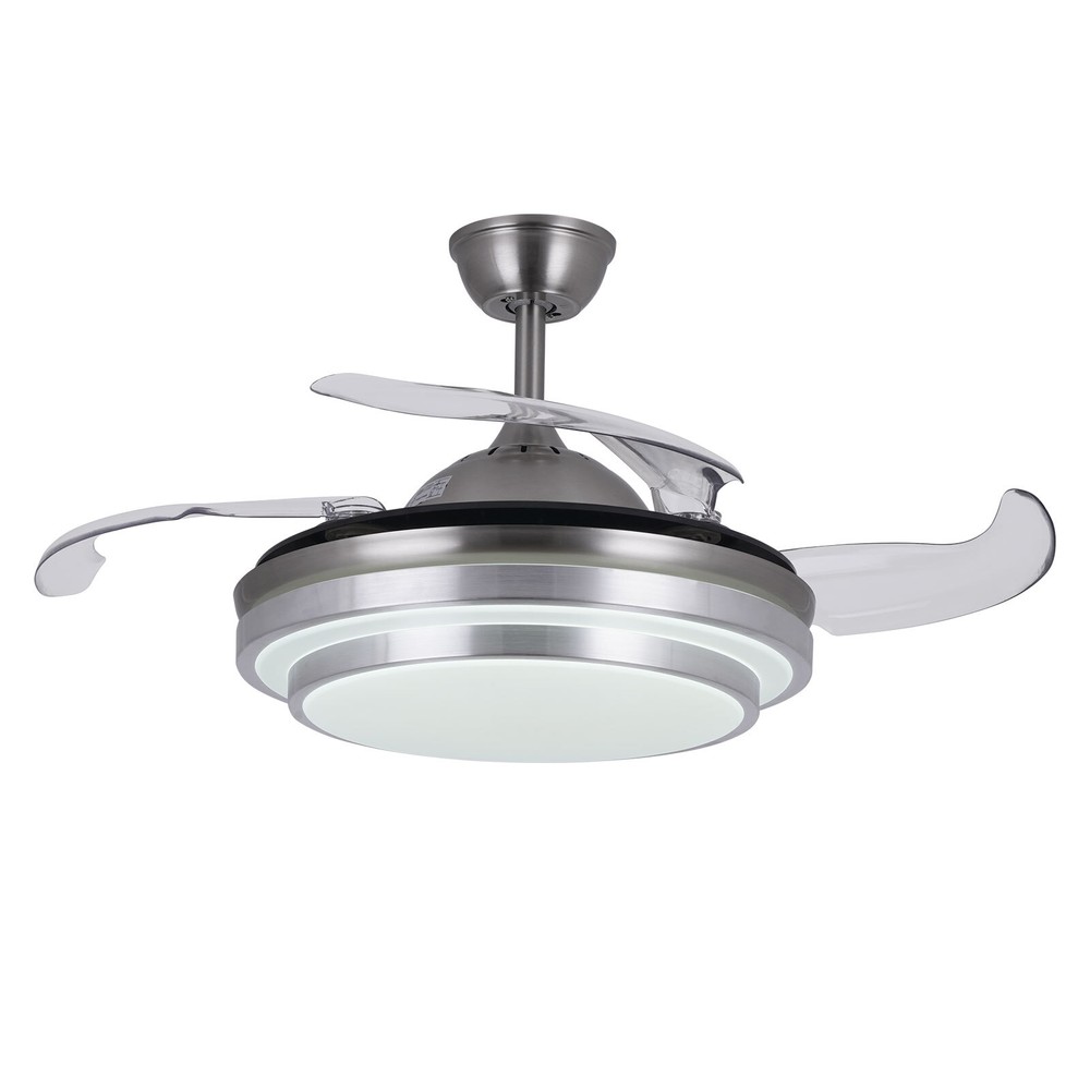 42" Retractable Ceiling Fan Lamp Dimmable LED Chandelier w/ Light Remote Control