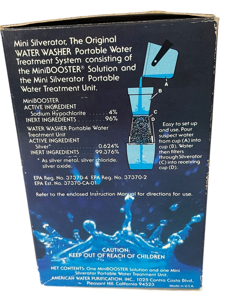 Silverator Water Washer Portable Treatment System Vintage NOS