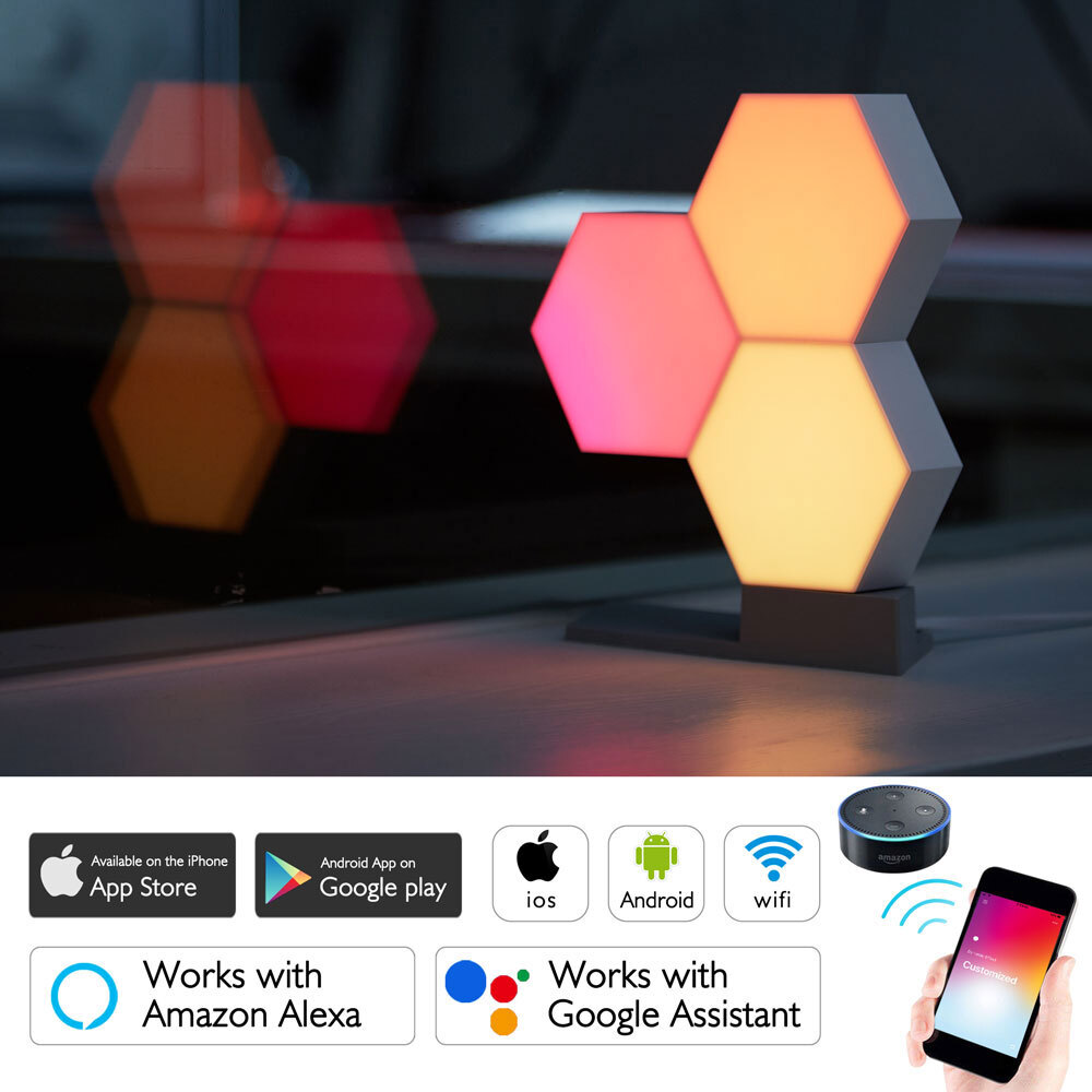 Wifi LED Light DIY Smart Quantum Lamp Office Voice Control Color Change 10 Pack