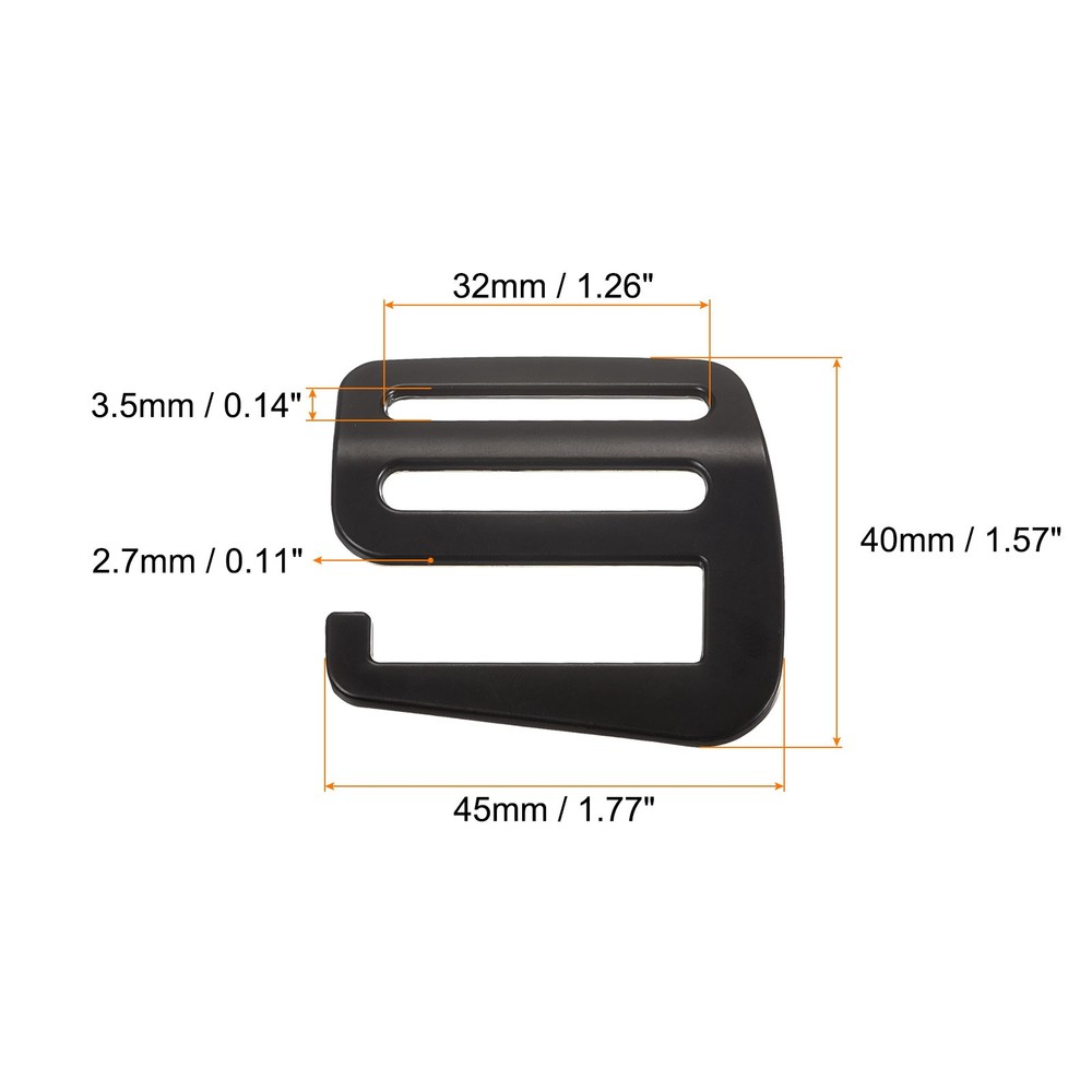 1.26" Webbing Release G Hook Buckle Adjuster for Backpack Strap 2Pcs Matte Black