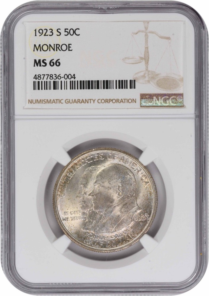 Monroe Commemorative Silver Half Dollar 1923-S MS66 NGC