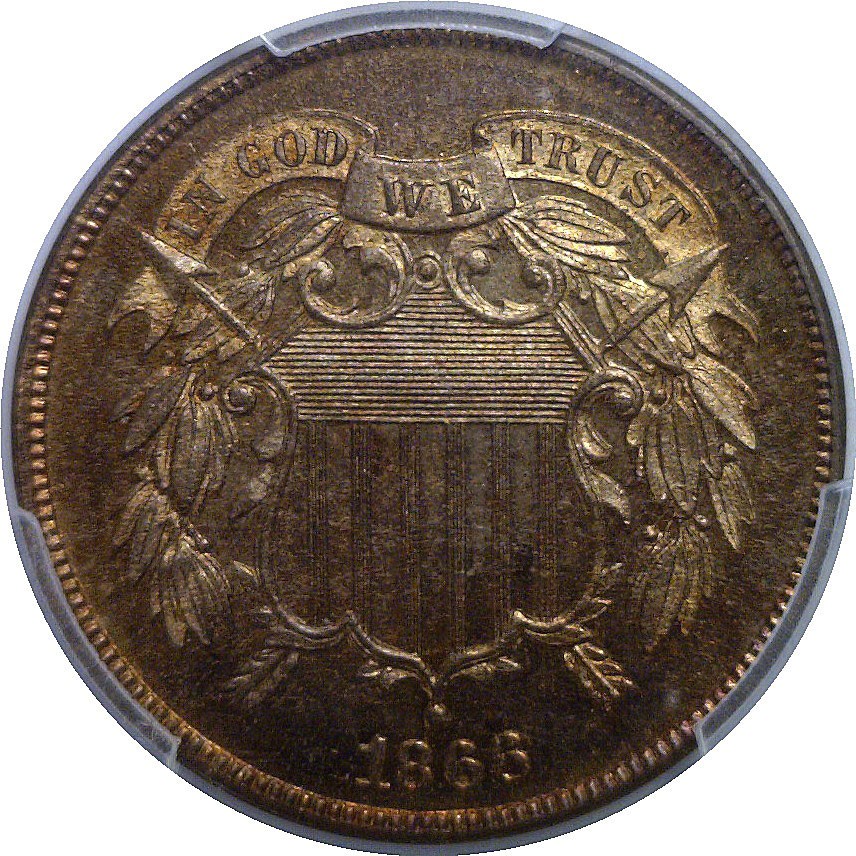 1866 Two Cent Piece PCGS PR-66 RB